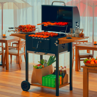 Sunvega 2 Burner Portable Gas BBQ Grill with Lid Thermometer and Foldable Legs