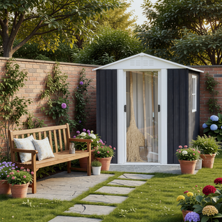 Sunvega Pent Roof Outdoor Storage Shed with Aluminum Alloy Frame and Sliding Door
