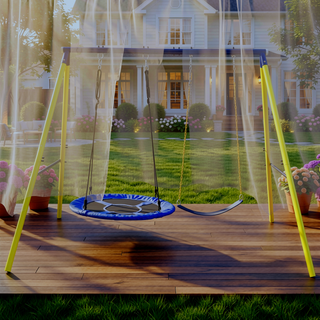 Sunvega Heavy Steel A-Frame Outdoor Metal Swing Set with Safety Belt