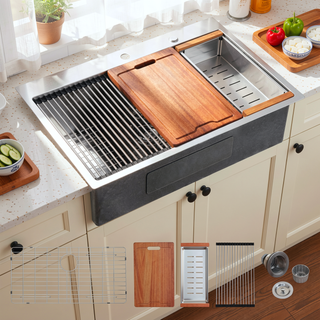Sunvega 16 Gauge Stainless Steel Kitchen Sink with Integrated Workstation Ledge