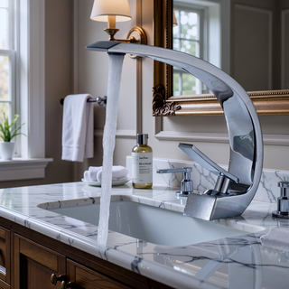 Sunvega Single Handle Waterfall Basin Faucet for Bathroom Sink in Chrome