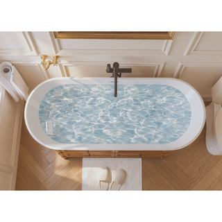 Sunvega 55 Inch Freestanding Acrylic Soaking Bathtub with Superior Insulation and Modern Design
