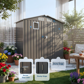 Sunvega 6X3.6FT Metal Storage Shed with Waterproof Roof and Lockable Door