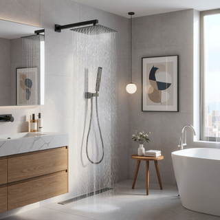 Sunvega High Pressure 10 Inch Rain and Handheld Shower System with Matte Black Finish
