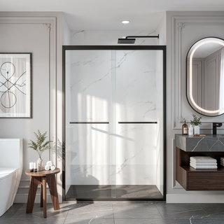 Sunvega 56-60"x58" Adjustable Aluminum Frame Double Sliding Bathtub Screen