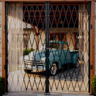 Sunvega Double Folding Security Gate with 360 Degree Rolling Caster and Lock