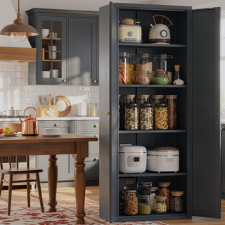 Sunvega Premium Powder Coated Steel Storage Cabinet With Four Adjustable Shelves