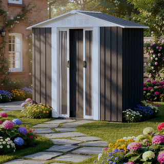 Sunvega 5FT x 3FT Grey Outdoor Pent Roof Garden Tool Storage Shed House
