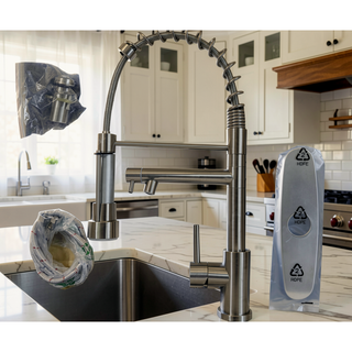 Sunvega Single Handle Pull Down Sprayer Kitchen Faucet with Spring Neck Matte Black