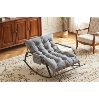 Sunvega Modern Gliding Rocking Chair with Technical Leather Upholstery and Boucle Recliner for Living Room