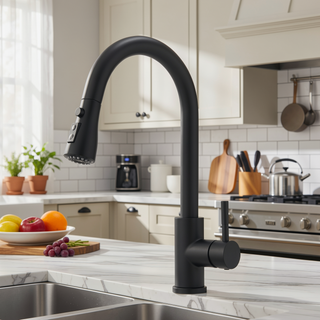 Sunvega Single Handle Kitchen Sink Faucet with Pull Out Sprayer and Deck Plate