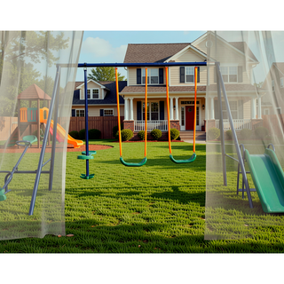 Sunvega 4 in 1 Swing Set with Seesaw, Belt Swing, Slide, and Glider