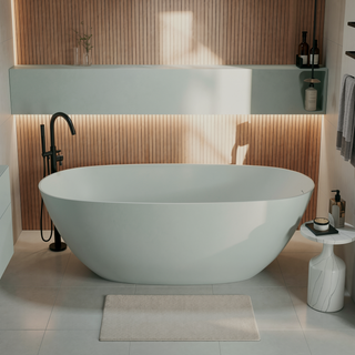 Sunvega Freestanding Soaking Bathtub with Overflow Drain Made of Stone Resin