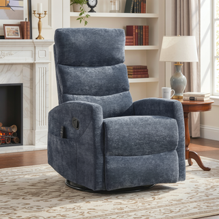 Sunvega Fabric Heat Massage Manual Recliner Chair with Rocker and Swivel for Living Room