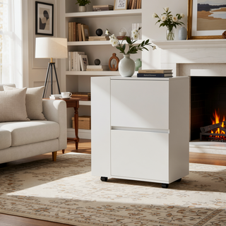 Sunvega Logan Bar Cart with Dual Cabinets and Open Shelves for Easy Access