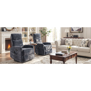 Sunvega Fabric Heat Massage Manual Recliner Chair with Rocker and Swivel for Living Room
