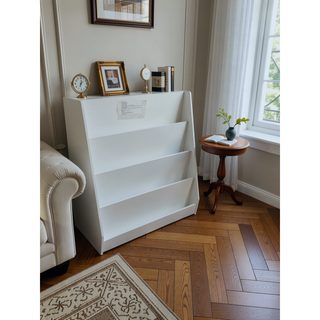 Sunvega 4-Tier Open Kids Bookshelf with Triangular Support for Bedroom Playroom