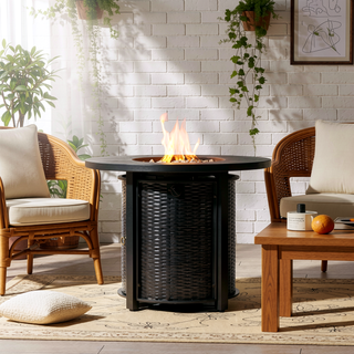 Sunvega 30-Inch Round Propane Fire Pit Table with 50000 BTU Heat for Patio
