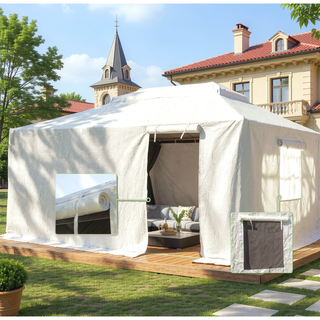 Sunvega Universal Winter Gazebo Cover with Sidewalls and Mesh Windows Waterproof