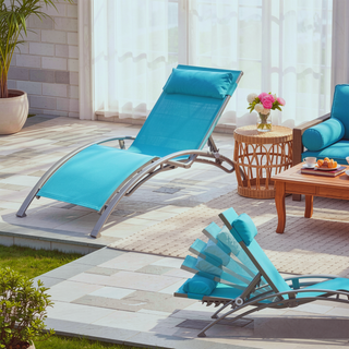 Sunvega Durable Textilene Fabric Chaise Lounge Chairs Set with Side Table