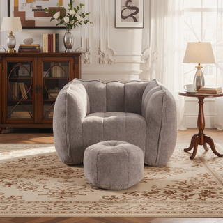 Sunvega Soft Chenille Bean Bag Chair with High Resilient Foam for Living Room