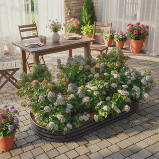 Sunvega Large Oval Metal Raised Garden Bed for Plants Vegetables and Flowers