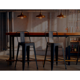 Sunvega Industrial Style Metal Barstools with Bucket Back and Steel Legs Set of 2