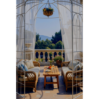 Sunvega Black Birdcage Shape Metal Garden Arch Arbor Gazebo for Wedding Ceremony