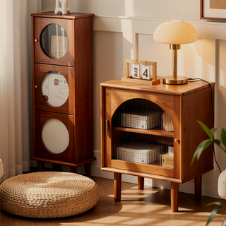 Sunvega Modern Wavy TV Stand Rounded Corner Cabinet for Living Room Storage