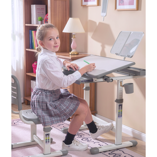 Sunvega Kids Adjustable Height Art Desk Set with LED Light and Bookstand