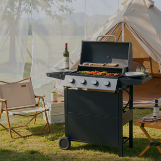Sunvega 4 Burner Propane Gas Grill with Stainless Steel 34,000 BTU and Two Shelves