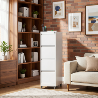 Sunvega 5 Drawer Metal Vertical File Cabinet with Lock on Wheels for Home Office