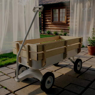 Sunvega Fresh Blue Solid Wood All-Terrain Toy and Garden Tool Cart Trolley