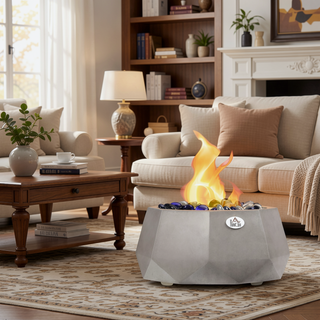 Sunvega 9 Inch Portable Concrete Ethanol Fireplace with Lid for Indoor and Outdoor