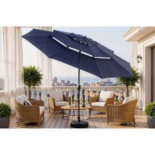 Sunvega 15-Foot Rectangular Outdoor Umbrella with Crank for Patio and Garden