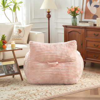 Sunvega Oversized Comfy Beige Bean Bag Chair with Supportive Armrests for Living Room