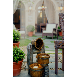 Sunvega Decorative Brown Water Fountain with Otter Design Light and Pump