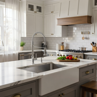 Sunvega 32x19 Inch Undermount Kitchen Sink with Superior Drainage and Soundproofing