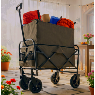 Sunvega Foldable Collapsible Wagon Cart with Extention Dual-Layer Design All-Terrain Wheels