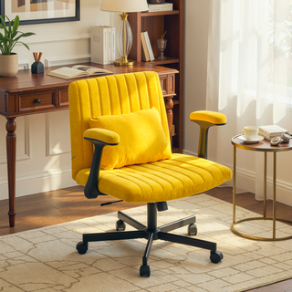Sunvega Orange Criss Cross Armrest Office Chair with Wheels for Home Office