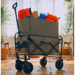 Sunvega Foldable Collapsible Wagon Cart with Extention Dual-Layer Design All-Terrain Wheels