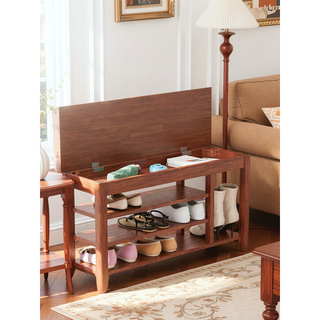 Sunvega Solid Wood Entryway Shoe Rack Bench with Hidden Storage for Boots