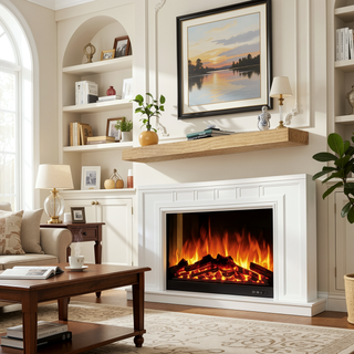 Sunvega Handcrafted Pine Wood Fireplace Mantel Shelf with Distinctive Wood Grain