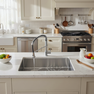Sunvega Handcrafted 33x19 Inch Undermount Single Bowl Kitchen Sink Dark Gray