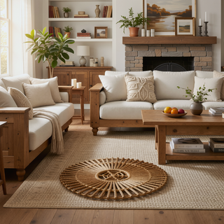 Sunvega Boho Handcrafted Rattan Coffee Table with Faux Weave for Outdoor Decor