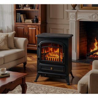 Sunvega Freestanding Fireplace Mantel with Baroque Design and Storage Columns