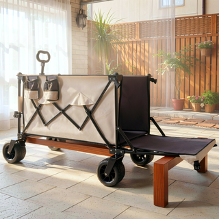 Sunvega Foldable Wagon Cart with Extended Tailgate Large All-Terrain Wheels 480LBS