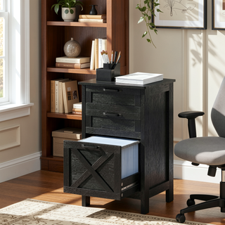 Sunvega Rustic Farmhouse File Cabinet with 3 Drawers for Organized Office Storage