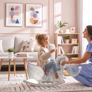 Sunvega Cute Elephant Rocking Chair Toy with Sound Effects and Safety Belt
