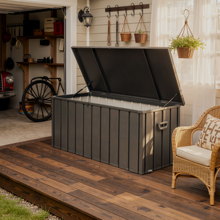 Sunvega 120 Gallon All-Weather Waterproof Lockable Outdoor Metal Storage Box with Wheels